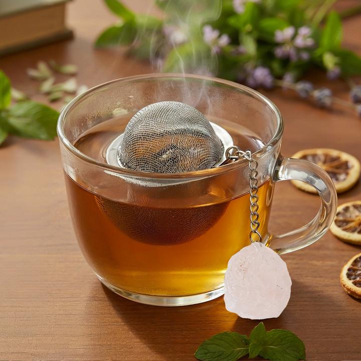 Actual product image Gewürzladen Näfels Teesieb mit Rosenquarz-Anhänger, Teeei, Teekugel, Gewürzsieb