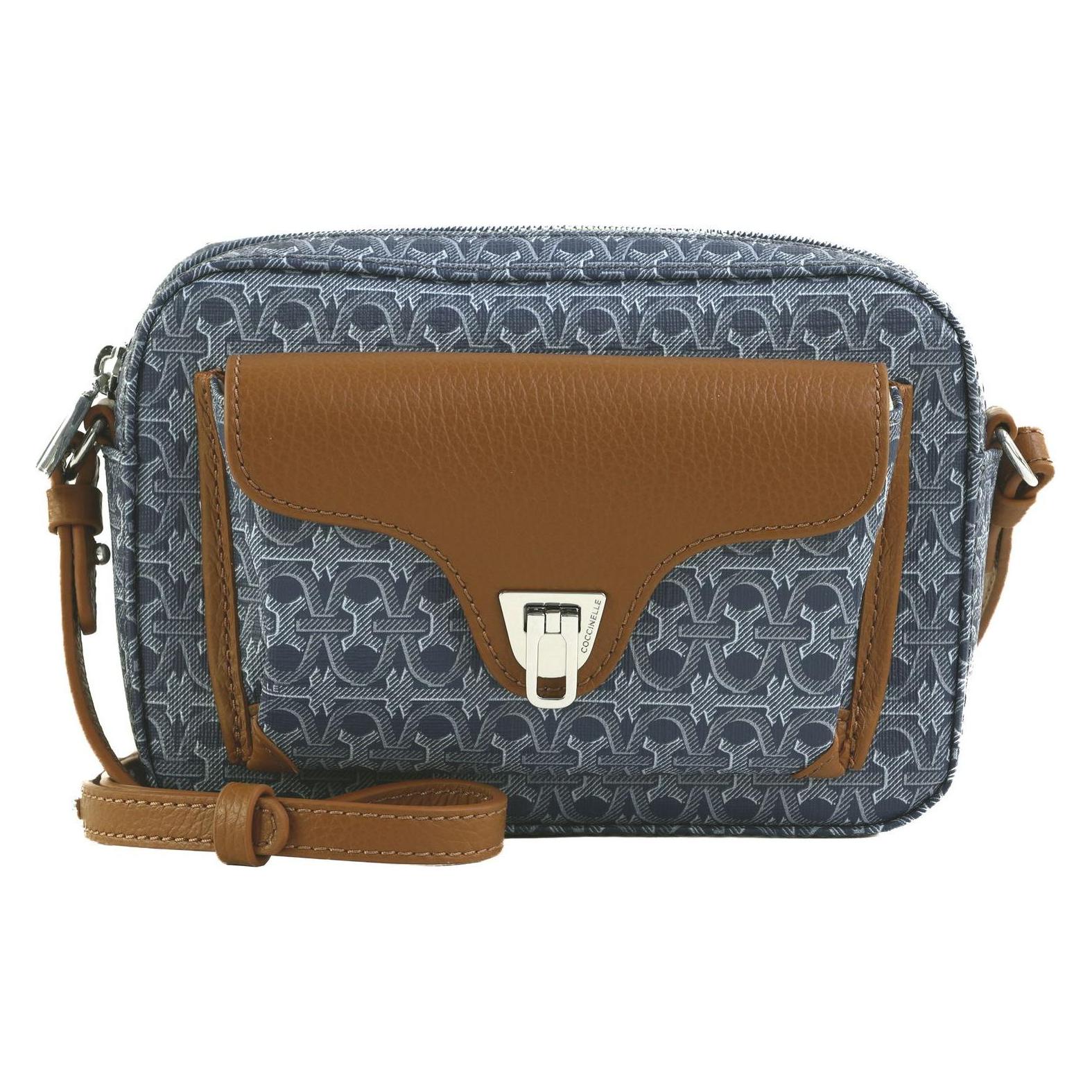 Coccinelle, Damen, Handtasche, Beat Denim Coat. Monogram Handbag, Braun, Blau