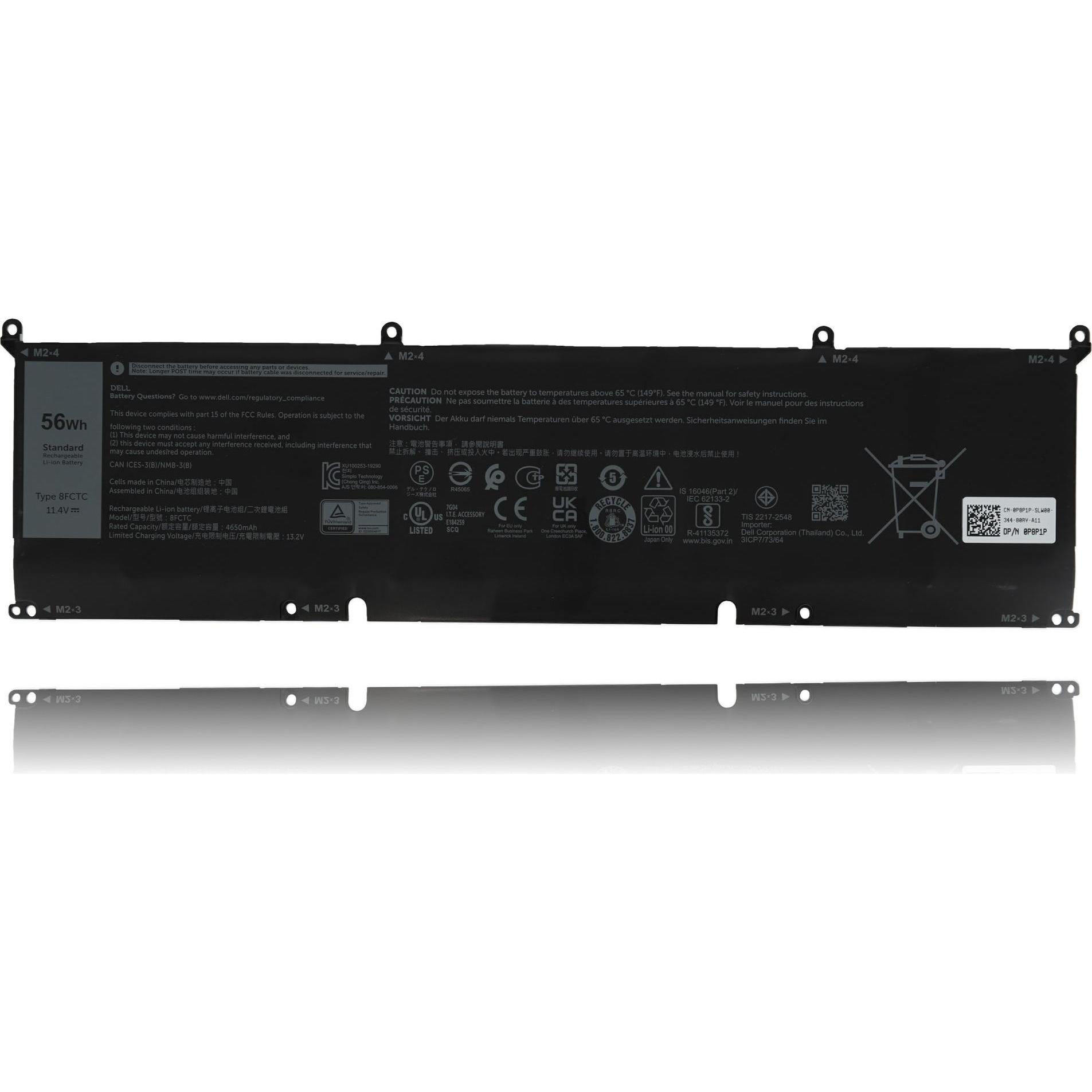 Dell BTRY,PRI,56WHR,3C,LITH,BYD (3 Zellen, 4650 mAh), Notebook Akku