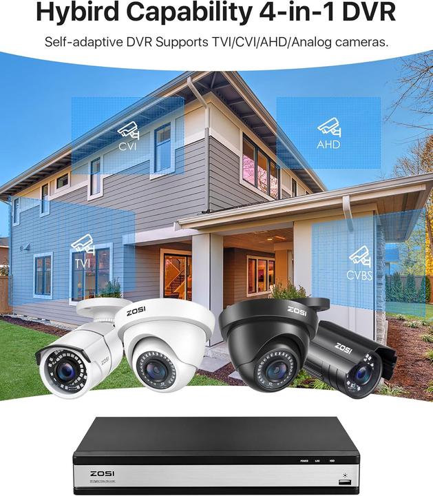 Actual product image Zosi 16-Kanal Überwachungskamera-Set mit 12 Dome-Kameras (1920 x 1080 Pixels)
