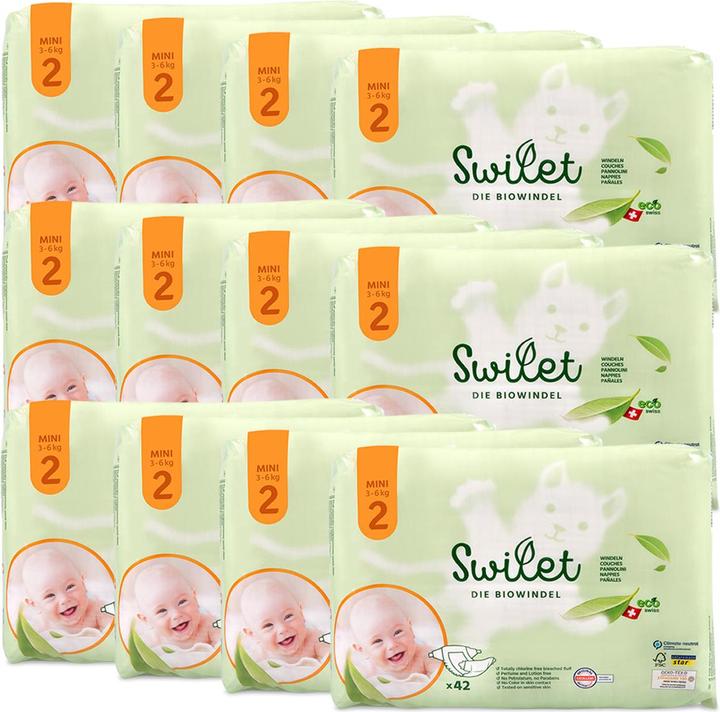Produktbild Swilet Die Bio-Windel Mini (Gr. 2, Monatsbox, 504 Stück)
