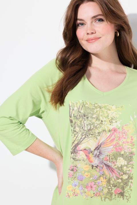 Produktbild Ulla Popken Shirt, Natur-Motiv, A-Linie, V-Ausschnitt, 3/4-Arm (46, 48)