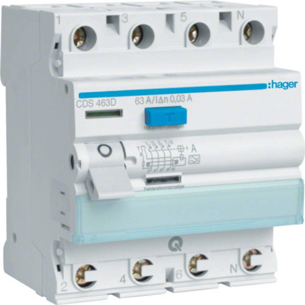 Hager, Schutzschalter, FISchutzschalter 4pol.63A/30mA 6kA QC