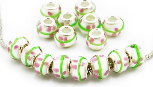 Produktbild Hermex Glas Bead versilbert 925 - Silbrig Weiss (Glas, Metalllegierung)