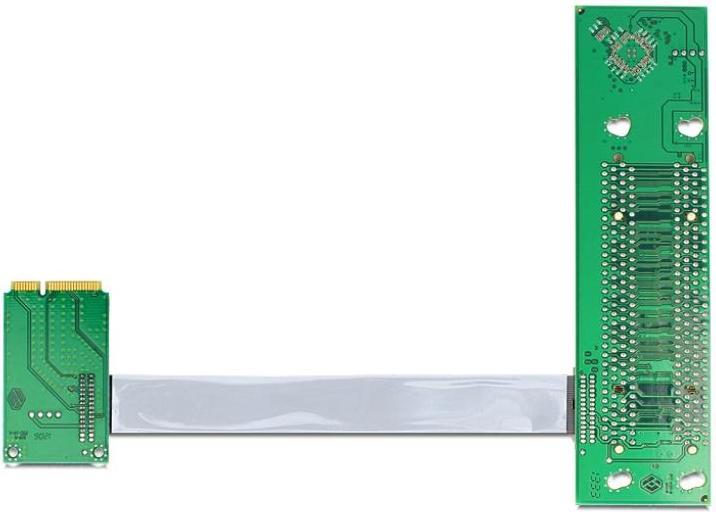 Actual product image Delock Riser card Mini PCI Express > 2 x PCI 32 bit with flexible cable left directed