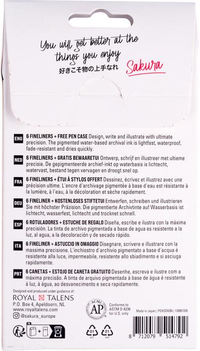 Actual product image Sakura PIGMA MICRON - Fineliner set 6 pieces (Black, 6 x)