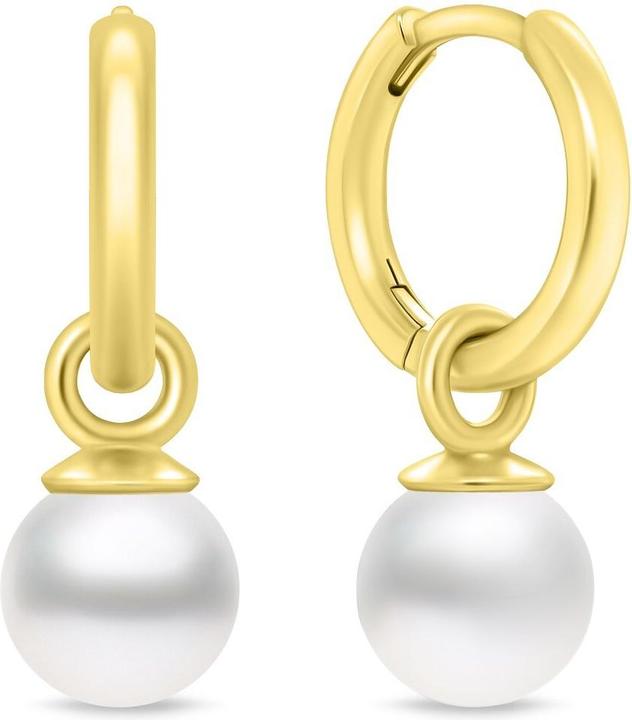 Immagine prodotto Brilio Argento - Orecchini a cerchio placcati oro 2 in 1 con perla Majorica sintetica EA988Y