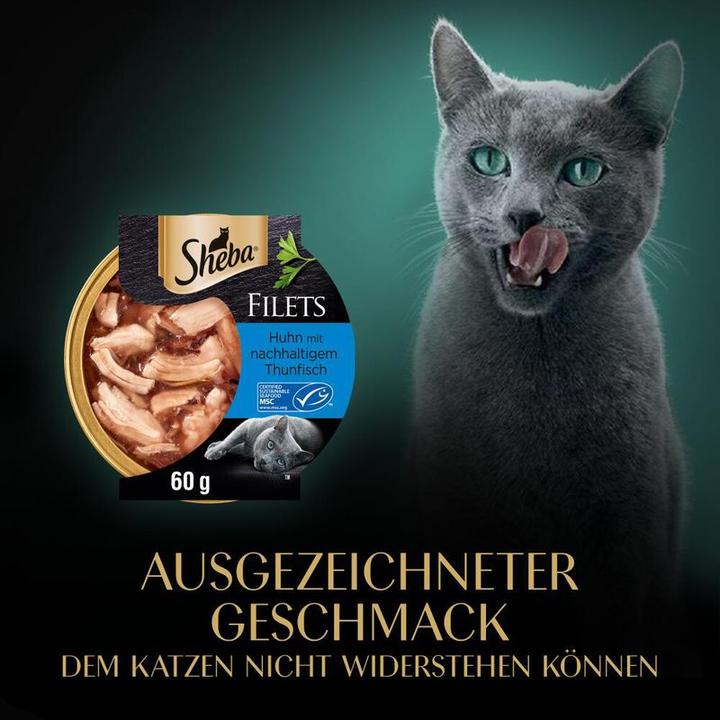 Produktbild Sheba Schale Filets Huhn mit Thunfisch MSC (Adult, 32 Stk., 1920 g)