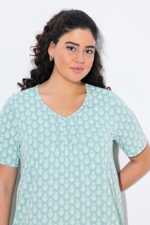 Produktbild Ulla Popken T-Shirt, A-Linie, V-Ausschnitt, Zierfalten, Halbarm (46, 48)