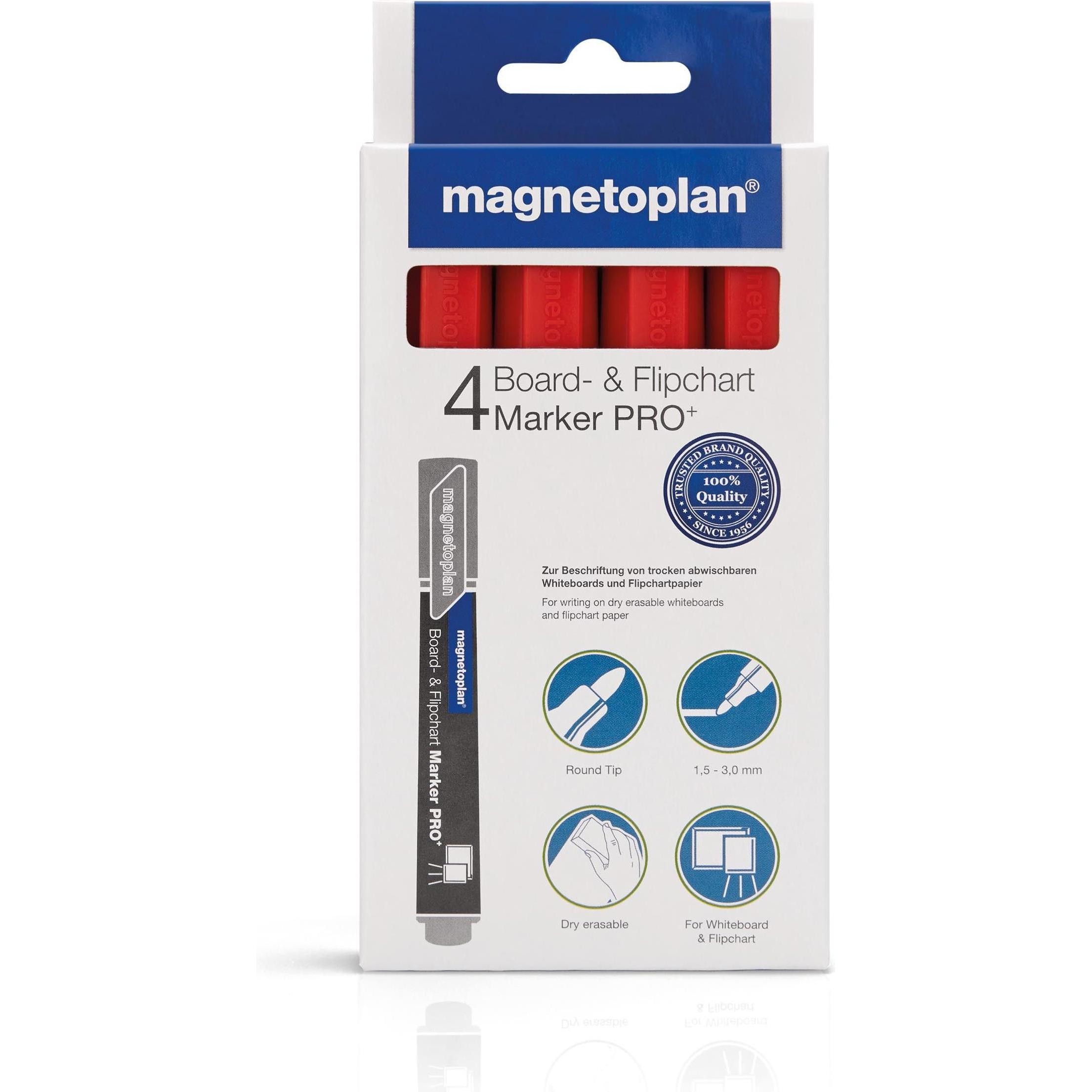 Thumbnail - Magnetoplan, Marker, Board- und Flipchartmarker (Rot, 3 mm, 4 x)