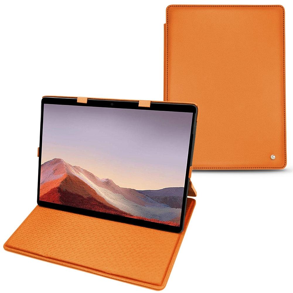 Noreve Lederschutzhülle vertikal (Microsoft Surface Pro X), Tablet Hülle, Orange