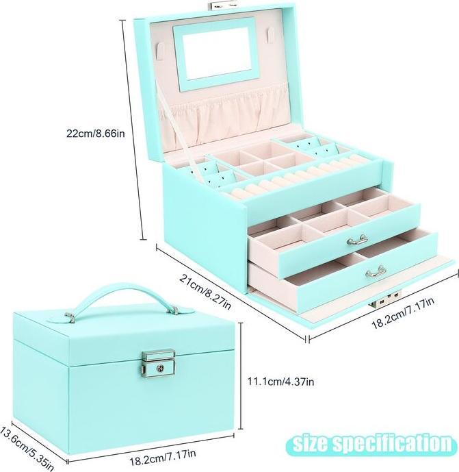 Produktbild Only-Bags.Store Schmuckkästchen, Schmuckkästchen mit Schubladen, PU-Leder-Schmuckkästchen Schmuckkästchen grosser