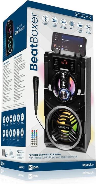 Produktbild Squeak Beatboxer Bluetooth 5.1 Speaker - Głośnik Bluetooth Z Karaoke Radio Fm Microsd Aux I USB S (1x 20 W)