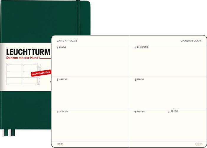 Produktbild Leuchtturm1917 Leuchtturm 1w/2s Medium Sc F.Green (A5, 1 Woche / 2 Seiten)