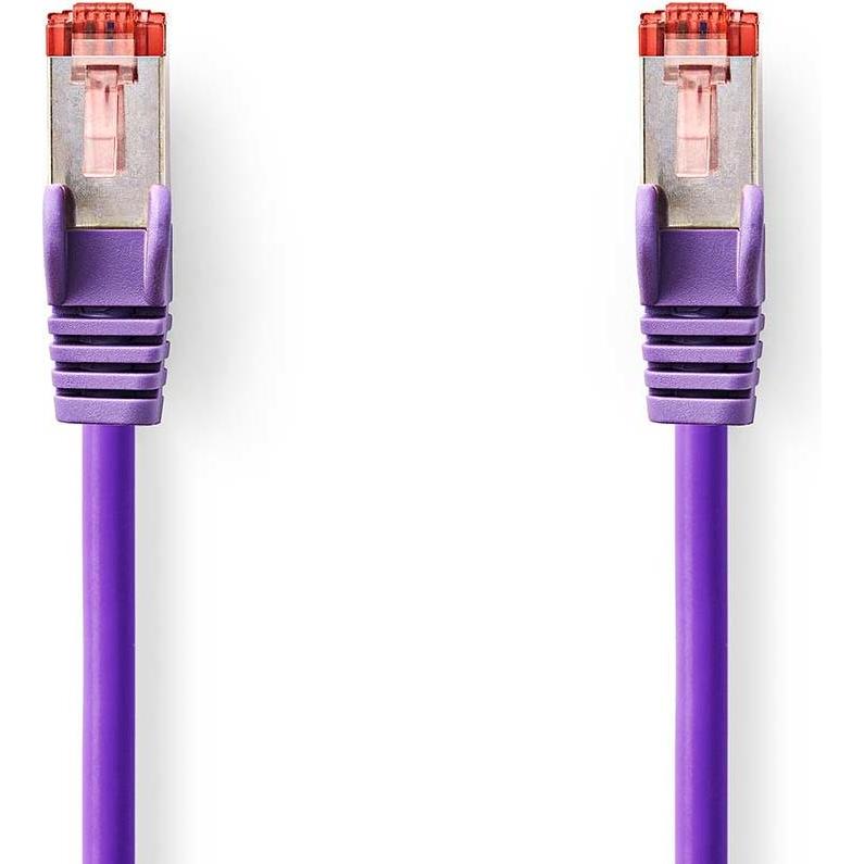 Nedis Cat 6 Kabel RJ45 Stecker RJ45 Stecker S/FTP 1.00 m Rund LSZH Violett Label (S/FTP, CAT6, 1 m), Netzwerkkabel