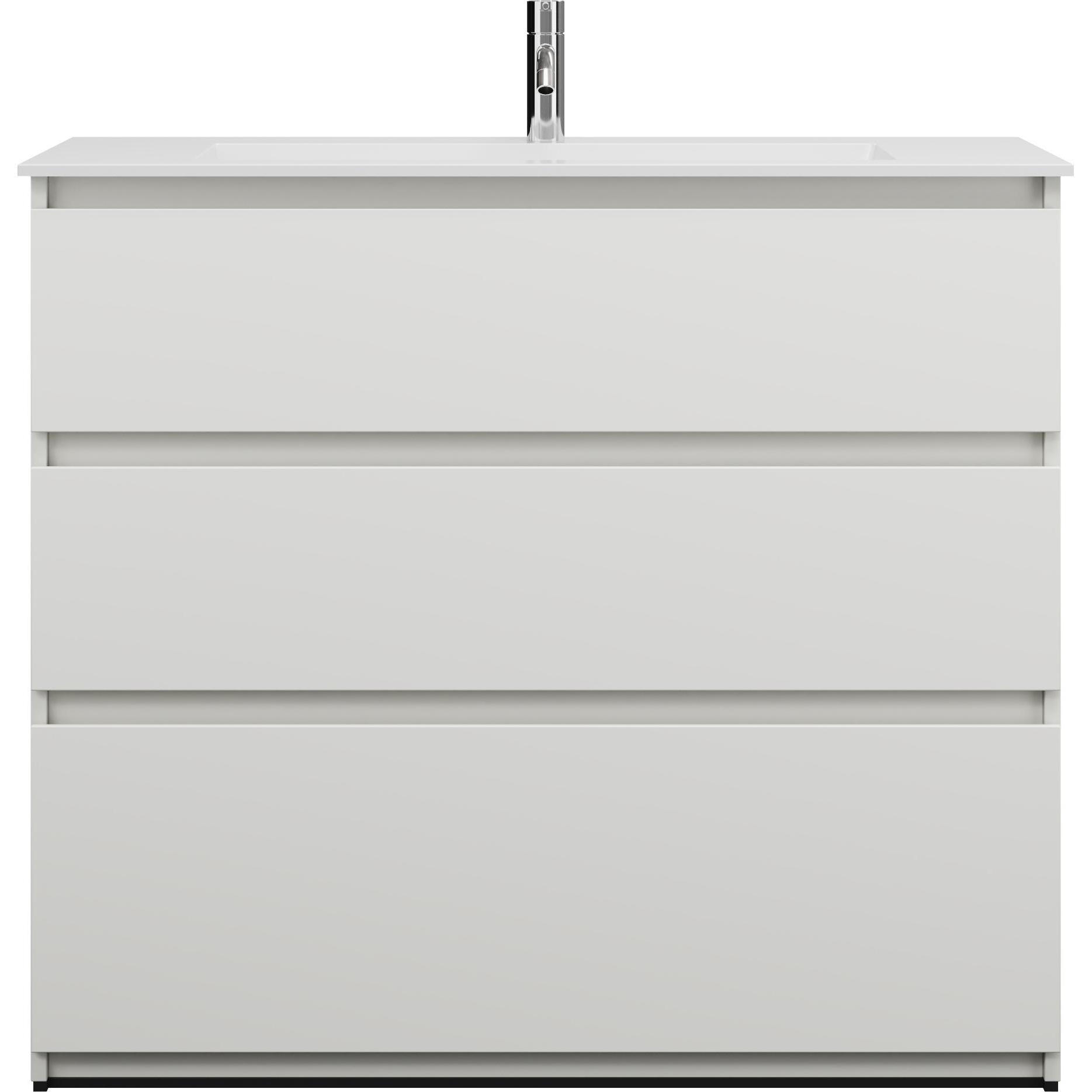 burgbad, Badmöbelset, Lin20 Mineralguss-Waschtisch Farbe Weiss Matt inklusive Waschtischunterschrank Tiefe 495mm 3