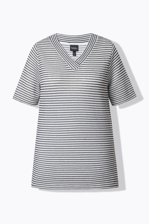 Produktbild Ulla Popken Sweatshirt, Strukturstreifen, V-Ausschnitt, Halbarm (46, 48)