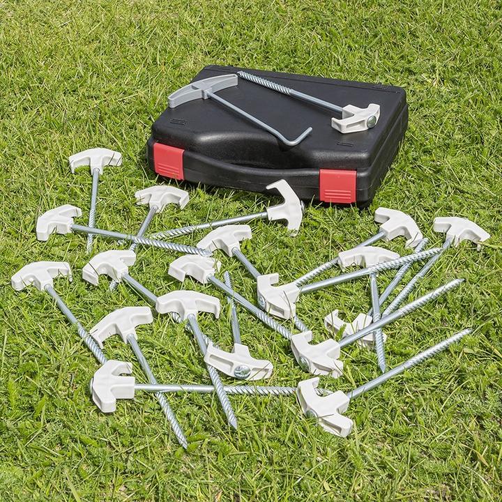 Immagine prodotto ProPlus Picchetto per tenda 20 cm in metallo resistente con gancio in plastica - set di 20 pezzi in astuccio