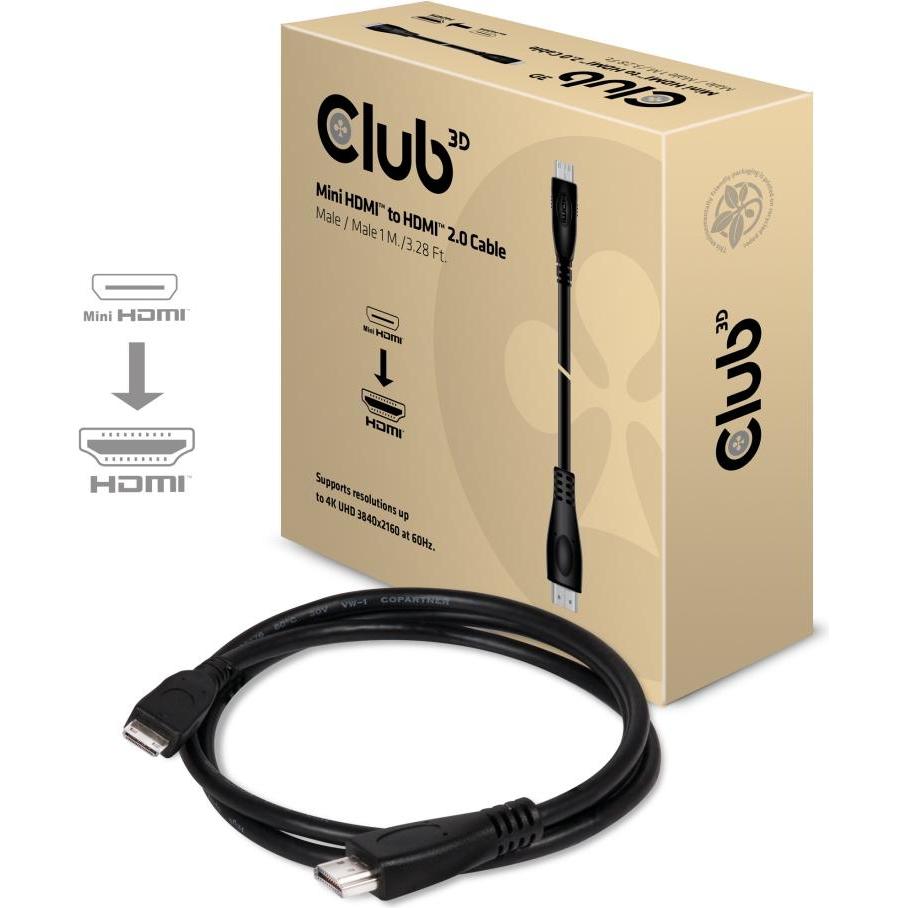 Club 3D Cavo Video Mini HDMI 2.0 => HDMI 2.0 4K60Hz ST/ST 1,0m *Club3D* (1 m, HDMI), Cavo video