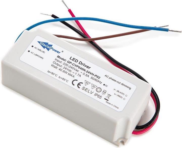Produktbild Glacial Power LED-NETZTEIL - KONSTANTSPANNUNG - 40 W 24 V 1.7 A - DIMMBAR ÜBER TRIAC-DIMMER