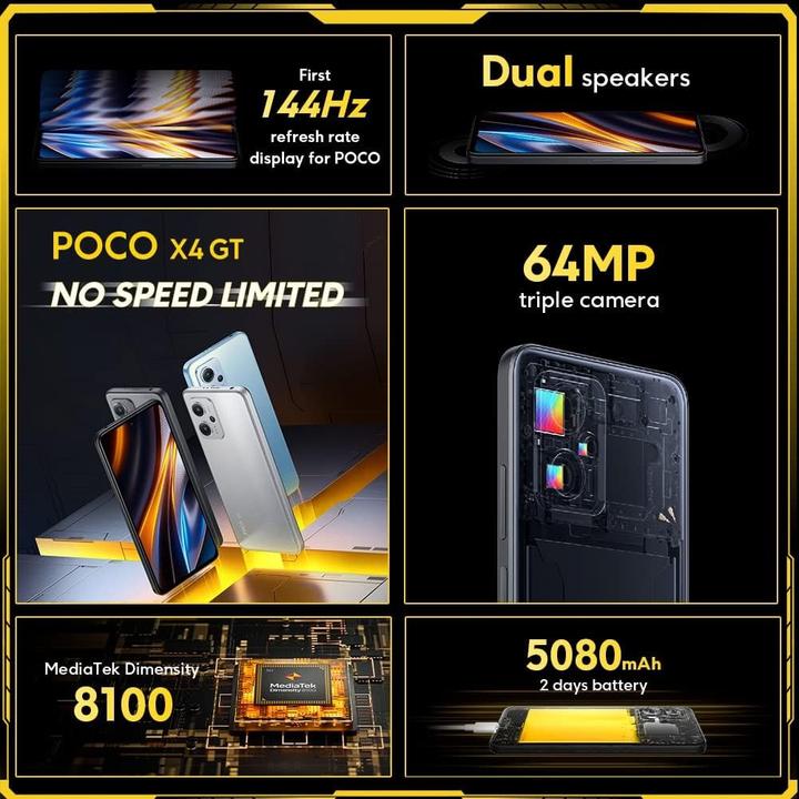 Produktbild Xiaomi POCO X4 GT Black 8GB RAM 256GB ROM (256 GB, Black, 6.60")