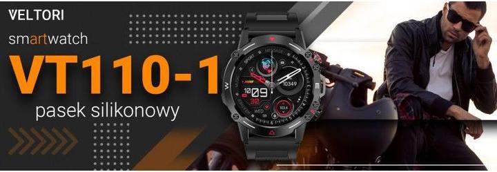 Actual product image Gino Rossi Veltori VT110-1 Smartwatch, schwarzes Silikonarmband