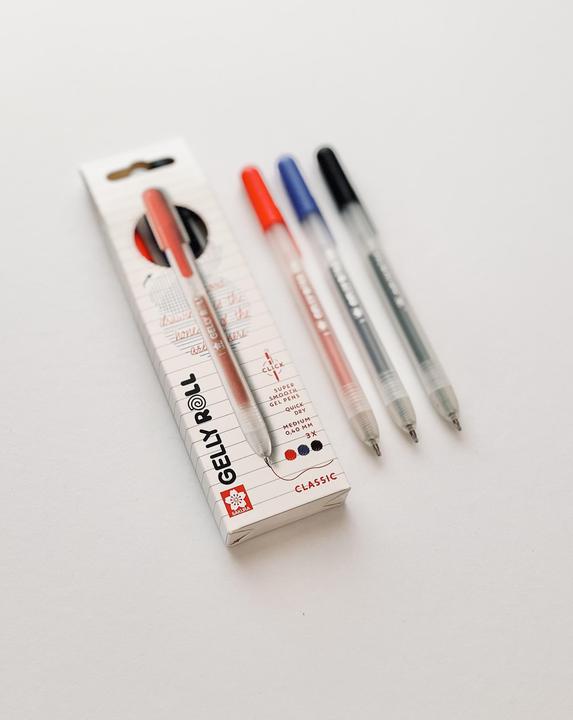 Productafbeelding Sakura Gelly Roll Retractable Classic Gelschreiber transparent 0,4 mm, Schreibfarbe: farbsortiert, 3 (Blauw, Rood, Zwart, 3x)