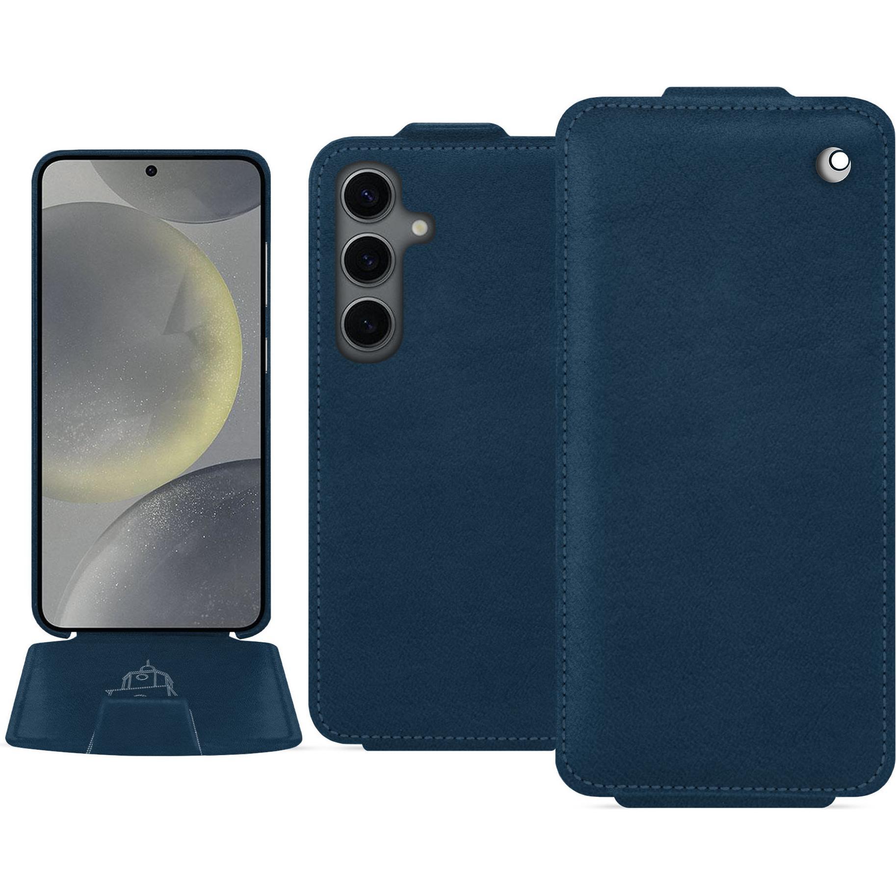 Noreve Lederschutzhülle vertikal (Samsung Galaxy S24), Smartphone Hülle, Blau