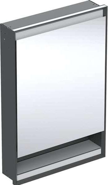Geberit ONE mirror cabinet with ComfortLight, 1 door, with niche, concealed, black matt/aluminum, 60