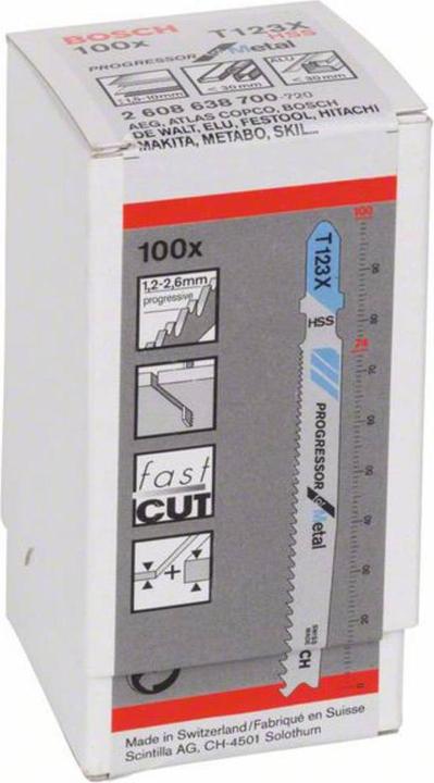 Produktbild Bosch Professional Zubehör PRO Metal thick and thin T123XF Stichsägeblatt, 100 mm, 100-tlg.
