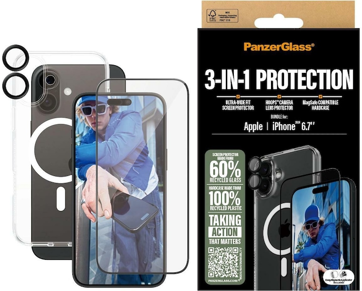Image du produit PanzerGlass Bundle Ultra Wide FIt Glass + Case + Lens (1 pièce(s), Apple iPhone 16 Plus)