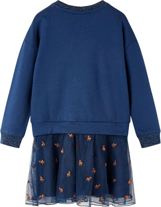 Produktbild vidaXL Kinderkleid mit Langen Ärmeln Marineblau 140,Material: 95 (140)
