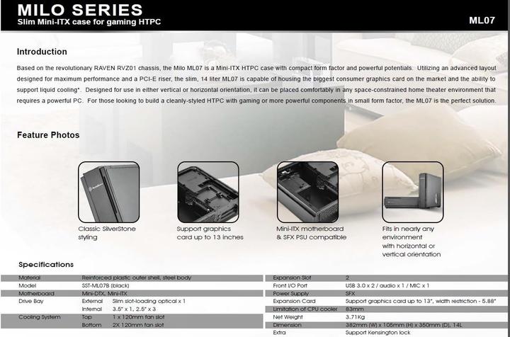 Produktbild Silverstone Ml07 (Mini-DTX, Mini-ITX)
