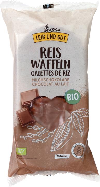 Produktbild Leib und Gut Reiswaffeln mit Milchschokoladen-Überzug BIO 100 g (100 g)