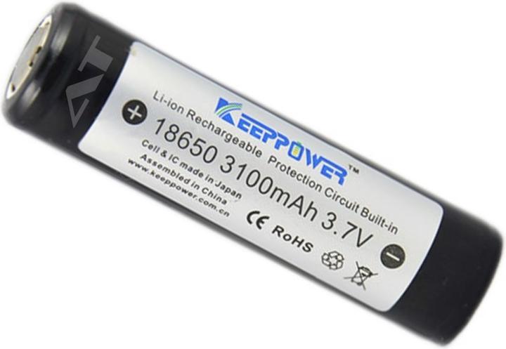 Actual product image Keeppower Akku 18650, geschützt (1 pcs., 18650, 3100 mAh)