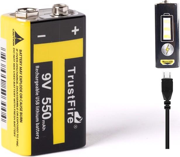 Produktbild Trustfire 9V-Block mit USB Ladefunktion (1 Stk., 9V Block, 550 mAh)
