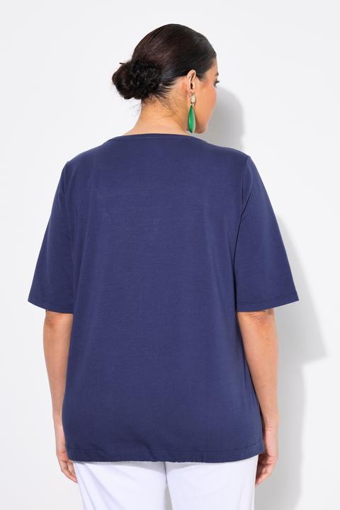 Immagine prodotto Ulla Popken T-shirt con scritta, orlo con fascia, scollo a girocollo e mezze maniche (46, 48)