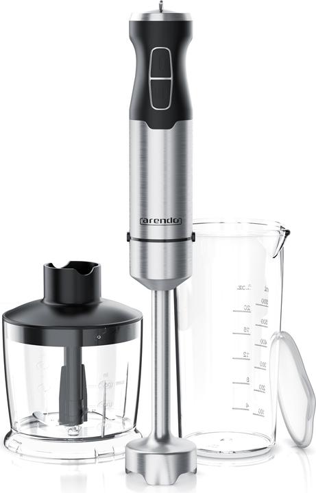 Produktbild Arendo Stabmixer mit Messbecher, 1000W, Edelstahl, vierflügeliges Messer, Pürierstab, DC Motor, Turbotaste