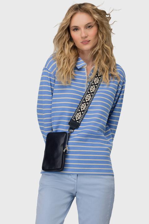Actual product image Laurasøn Striped Long Sleeve Zipper Polo (M)