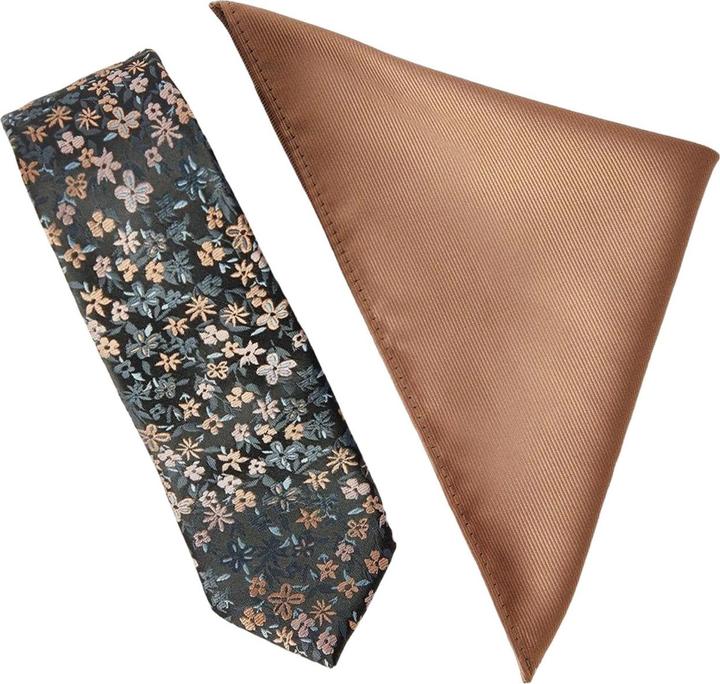 Actual product image Burton Mens Ditsy Print Twill Tie & Pocket Square Set