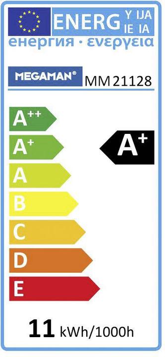 Energie-Label Megaman E27 LED Warm Glühlampenform dimmbar (E27, 11 W, 1055 lm, 1 x, D)
