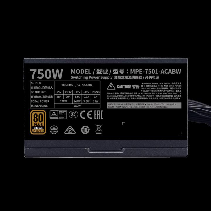 Image du produit Cooler Master MWE 750 Bronze V2 (750 W)