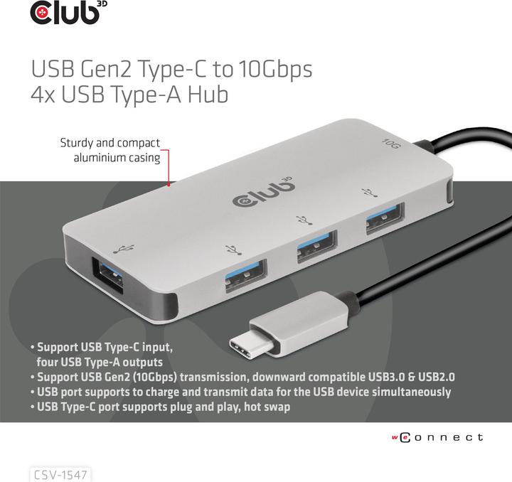 Produktbild Club 3D Usb-Hub (USB-C, 4 Ports)