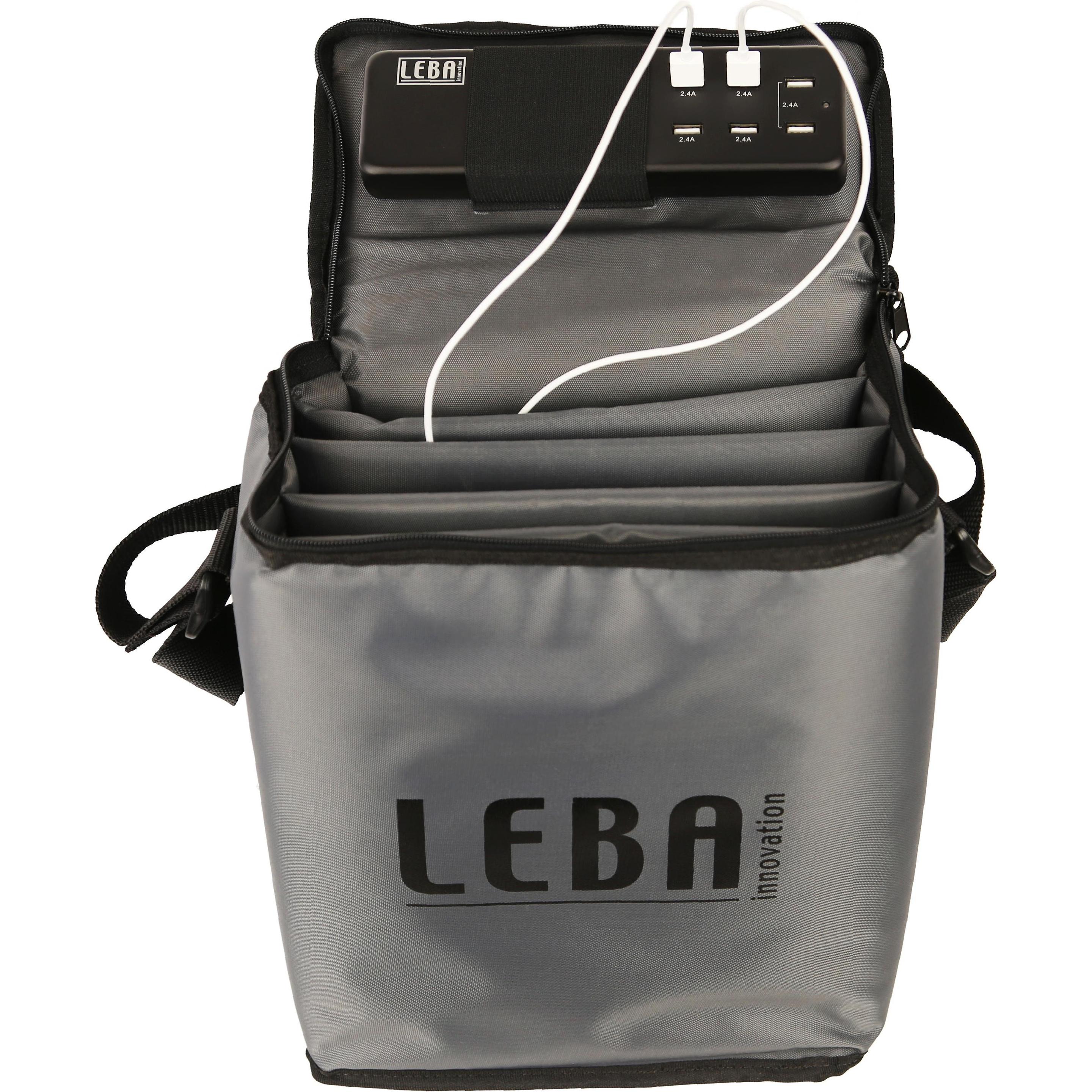 Leba NoteBag Grey 5 USB-C Schuko plug Up to 90 W per port, Notebookwagen, Grau