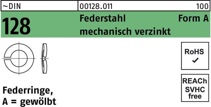 Produktbild Federring DIN 128 A 14 Federstahl mechanisch verzinkt