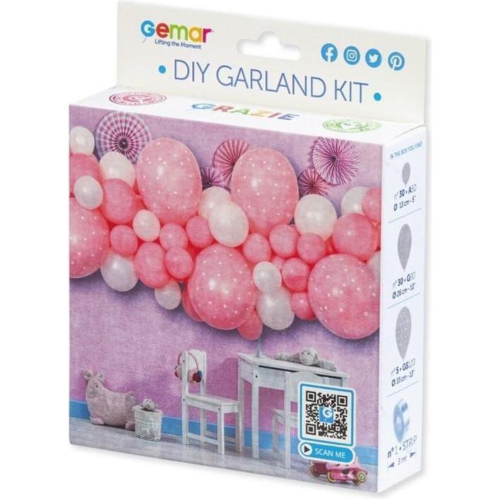 GoDan DIY Baby Pink Ballongirlande, 65 Ballons + Klebeband (65 x) (47996333)