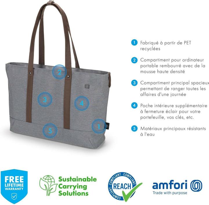Produktbild Dicota Shopper Eco MOTION 13-14.1" light grey (14.10", Universal)