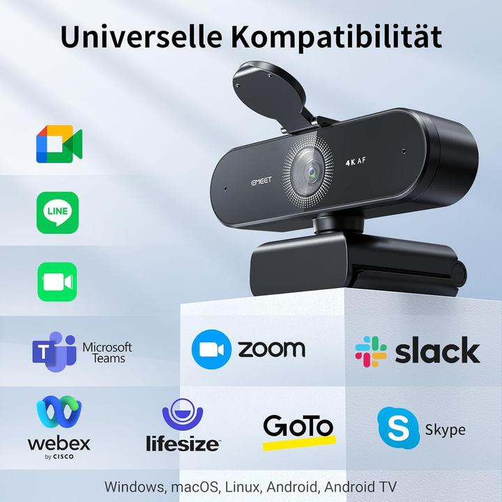 Actual product image EMeet Nova 4K Webcam mit Rauschunterdrückungs-Mikrofonen