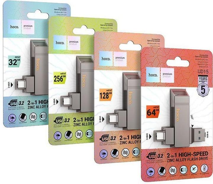 Produktbild Hoco Memory cards pendrive USB A + USB C UD15 32GB USB3.2 (32 GB, USB-A, USB-C)
