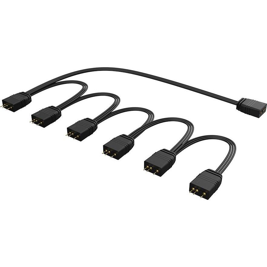 Akasa Nero Cavo Splitter Argb, Da 1 A 6, 3 Pin - (Rgb), Illuminazione Modding